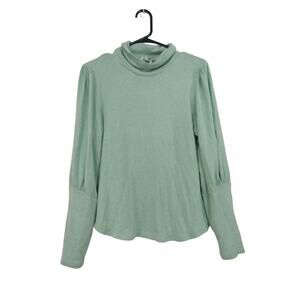 By Anthropologie Green Turtleneck Sweater Womens sz L Coastal Minimalist Boho